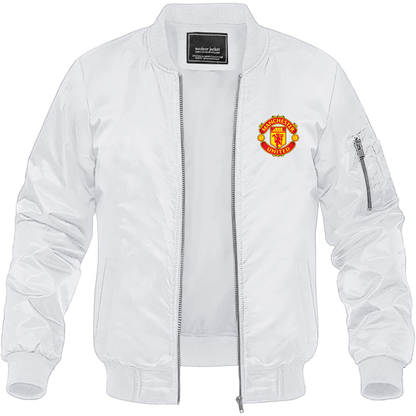 Men’s Manchester United Soccer Lightweight Bomber Jacket Windbreaker Softshell Varsity Jacket Coat