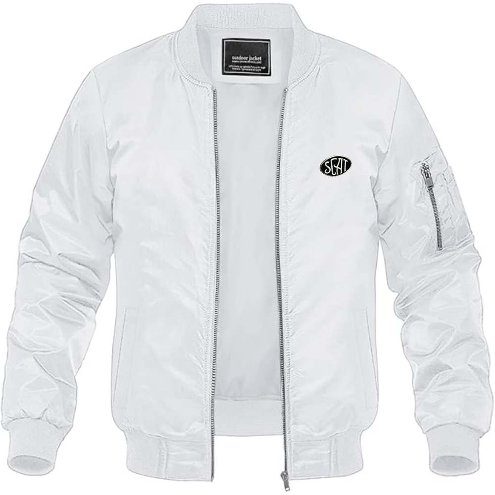 Men's SCAT Logo Lightweight Bomber Jacket Windbreaker Softshell Varsity Jacket Coat