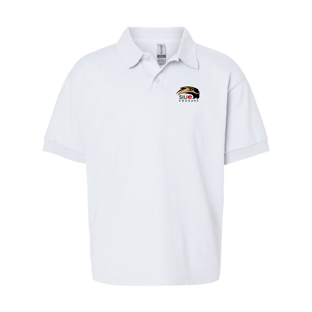 Youth SIU Edwardsville Cougars Logo Gildan Dry Blend Jersey Polo