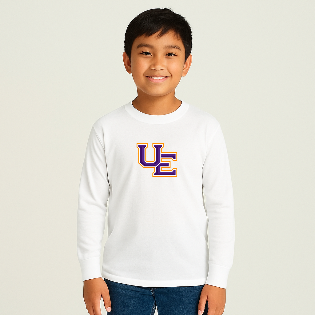 Youth Evansville Purple Aces Logo Cotton Long Sleeve T-Shirt