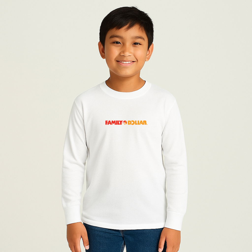 Youth Family Dollar Logo Cotton Long Sleeve T-Shirt