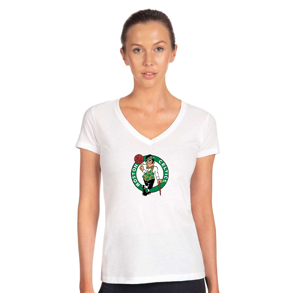 Women's Boston Celtics Logo Next Level V-Neck T-Shirt