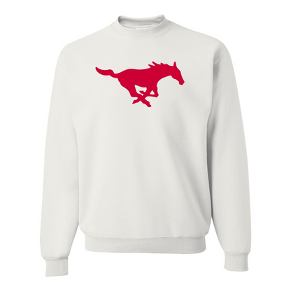 Men's SMU Mustangs Logo  JERZEES NuBlend Crewneck Sweatshirt