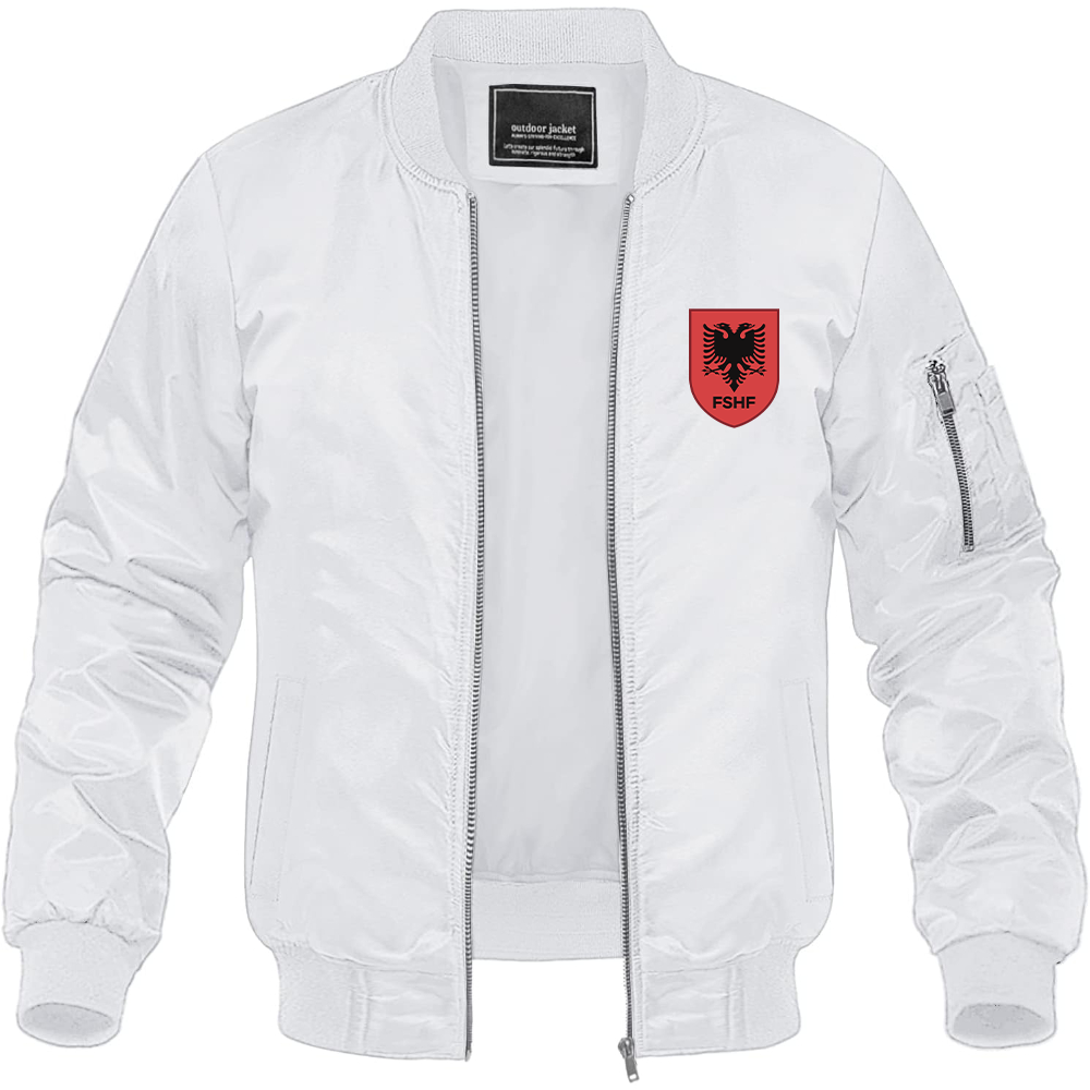 Men's Albania National Soccer Team Lightweight Bomber Jacket Windbreaker Softshell Varsity Jacket Coat