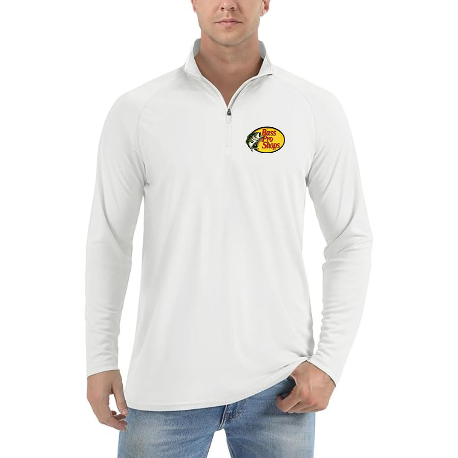 Men's Bass Pro Shops Logo Lightweight Quarter-Zip Athletic Shirt Long Sleeve Performance Wear