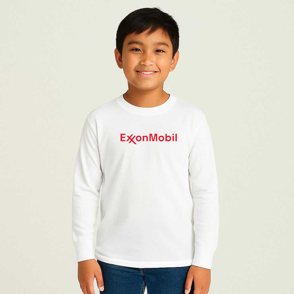 Youth Kids Exxon Mobil Gas Station Long Sleeve T-Shirt