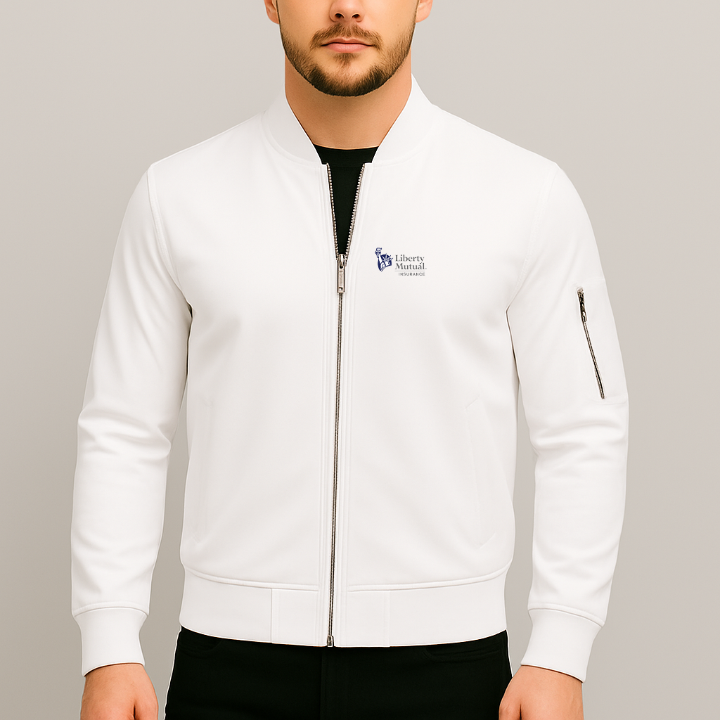 Men's Liberty Mutual Insurance Logo Lightweight Bomber Jacket Windbreaker Softshell Varsity Jacket Coat
