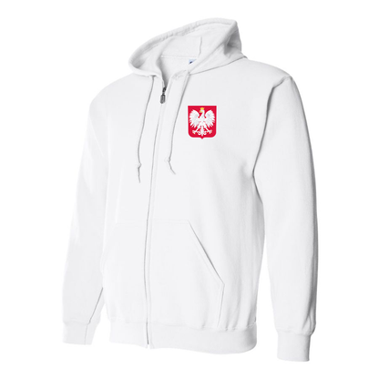 Men's Poland National Soccer Team Zipper Hoodie