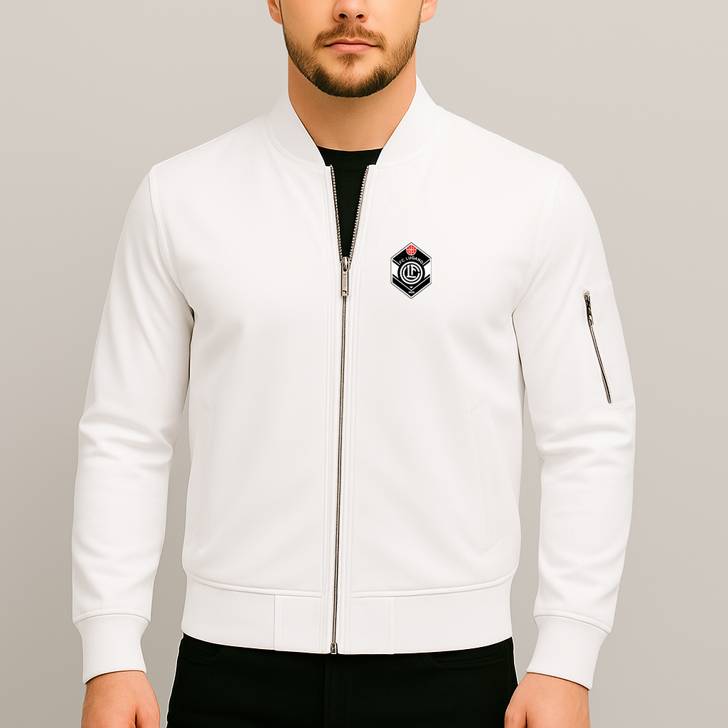 Men's FC Lugano Soccer Logo Lightweight Bomber Jacket Windbreaker Softshell Varsity Jacket Coat