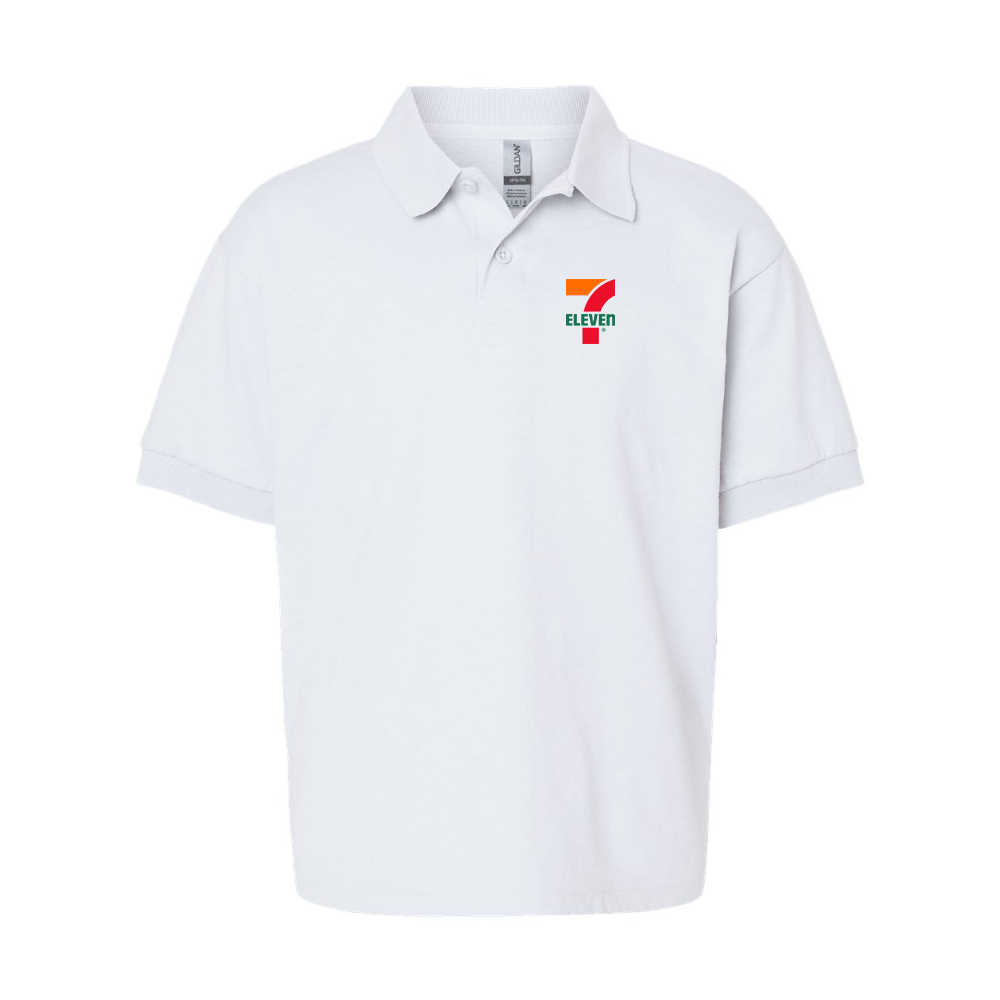 Youth 7 Eleven Logo Gildan Dry Blend Jersey Polo