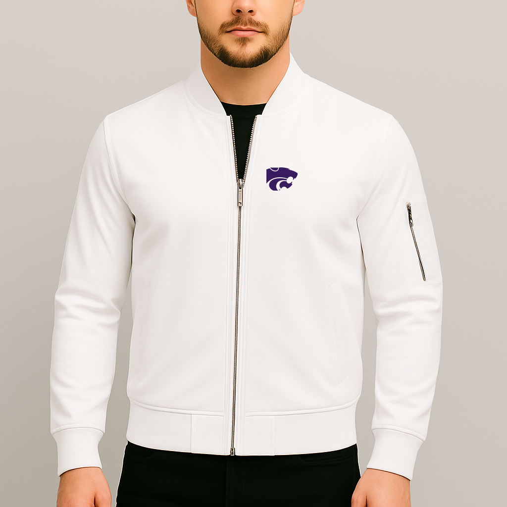 Men's Kansas State Wildcats Logo Lightweight Bomber Jacket Windbreaker Softshell Varsity Jacket Coat