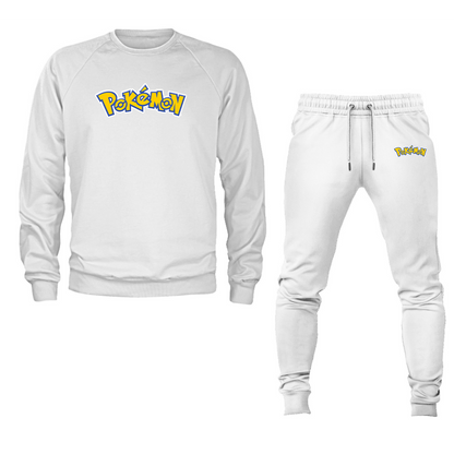 Men's Pokemon Cartoon Crewneck Sweatshirt Joggers Suit