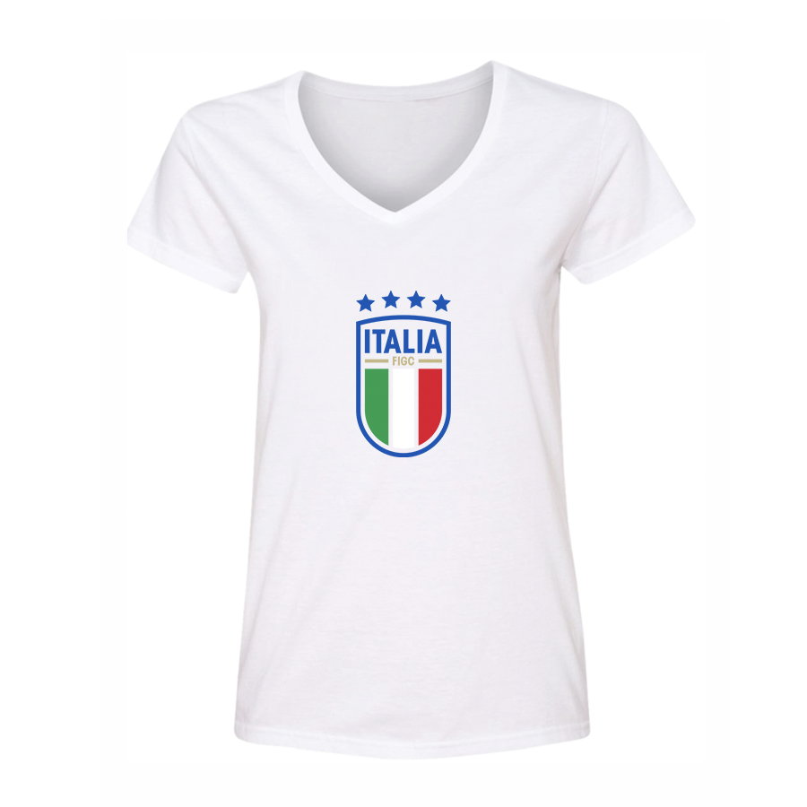 Women's Italy National Soccer V-Neck T-Shirt