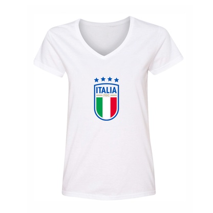 Women's Italy National Soccer V-Neck T-Shirt