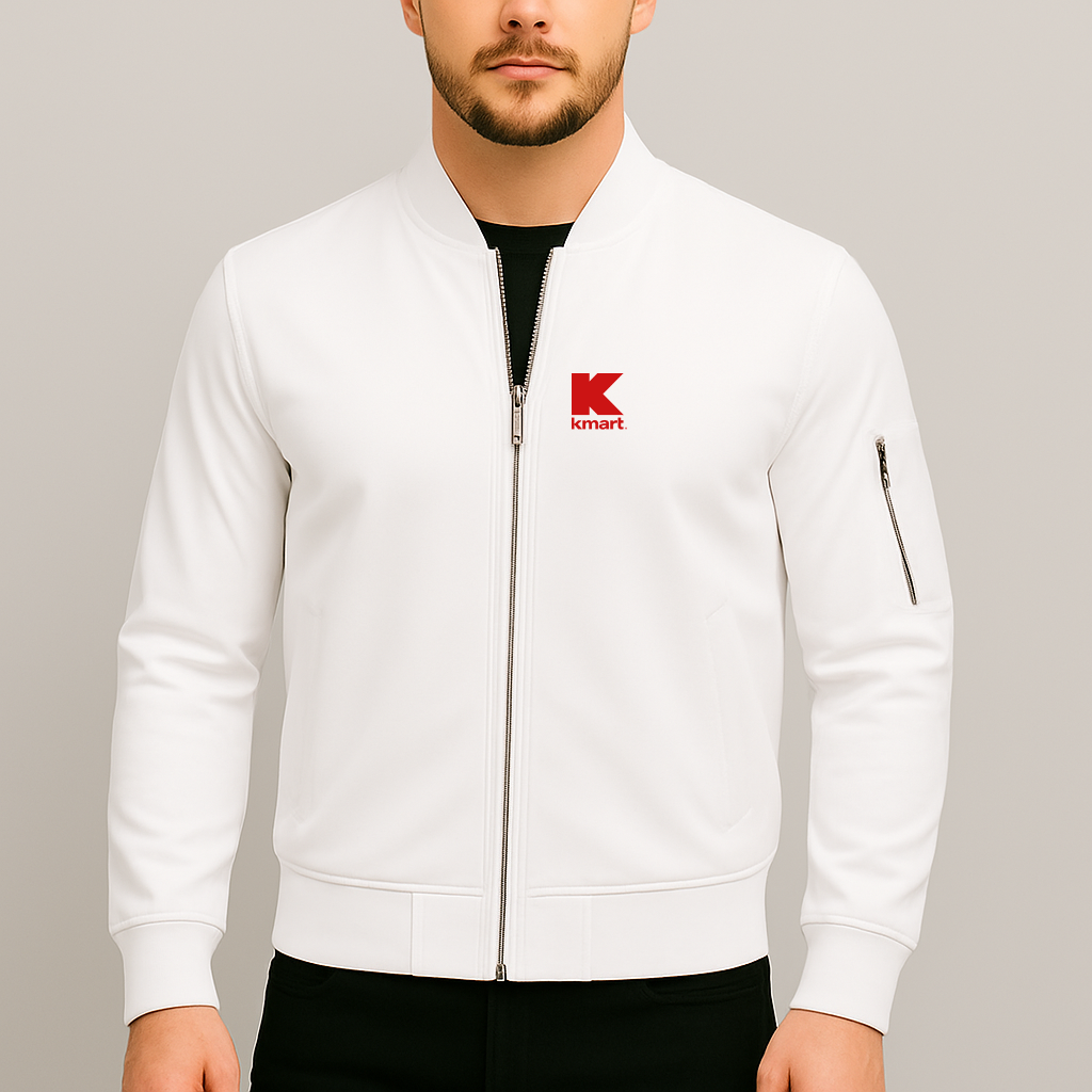 Men's Kmart Logo Lightweight Bomber Jacket Windbreaker Softshell Varsity Jacket Coat