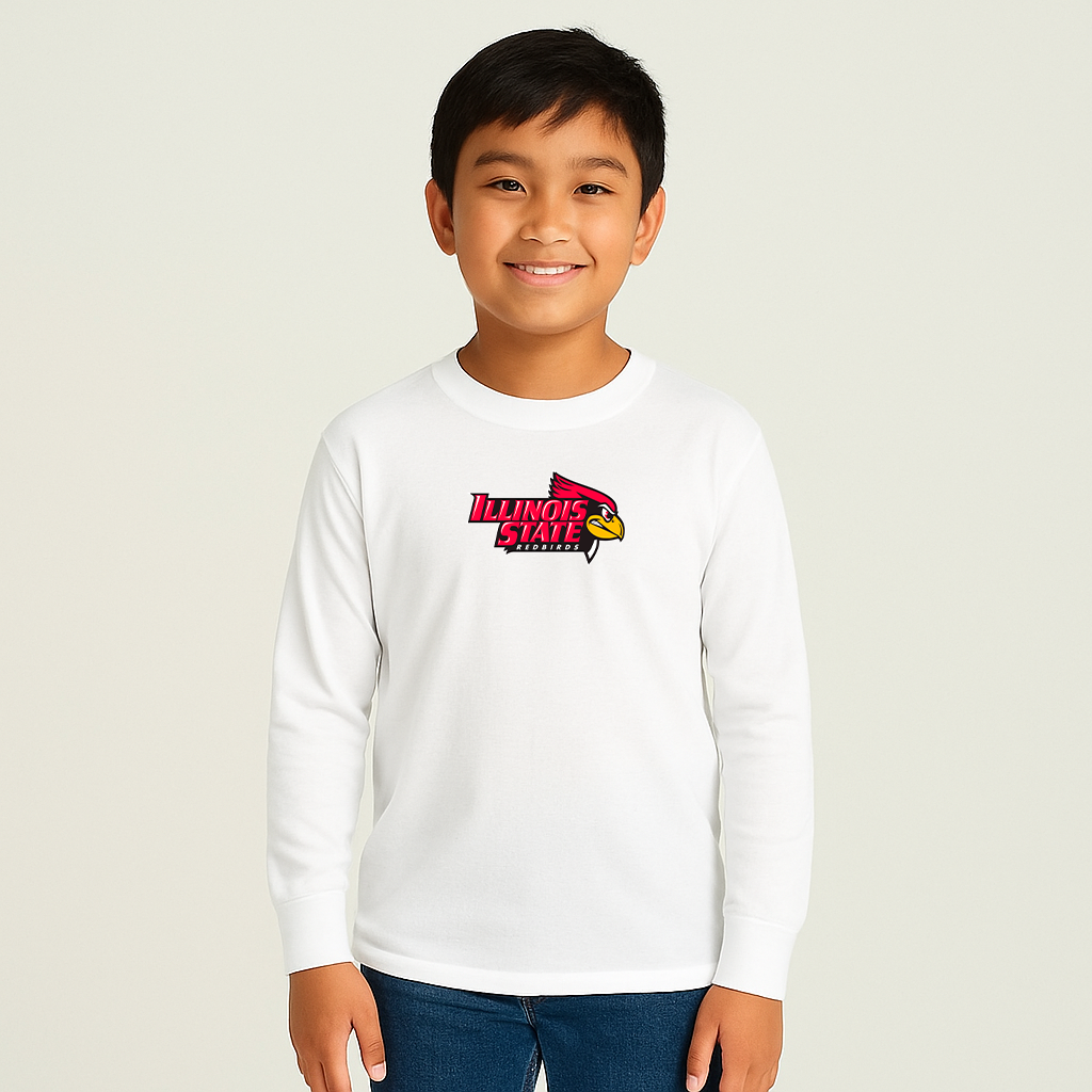 Youth Illinois State Redbirds Logo Cotton Long Sleeve T-Shirt