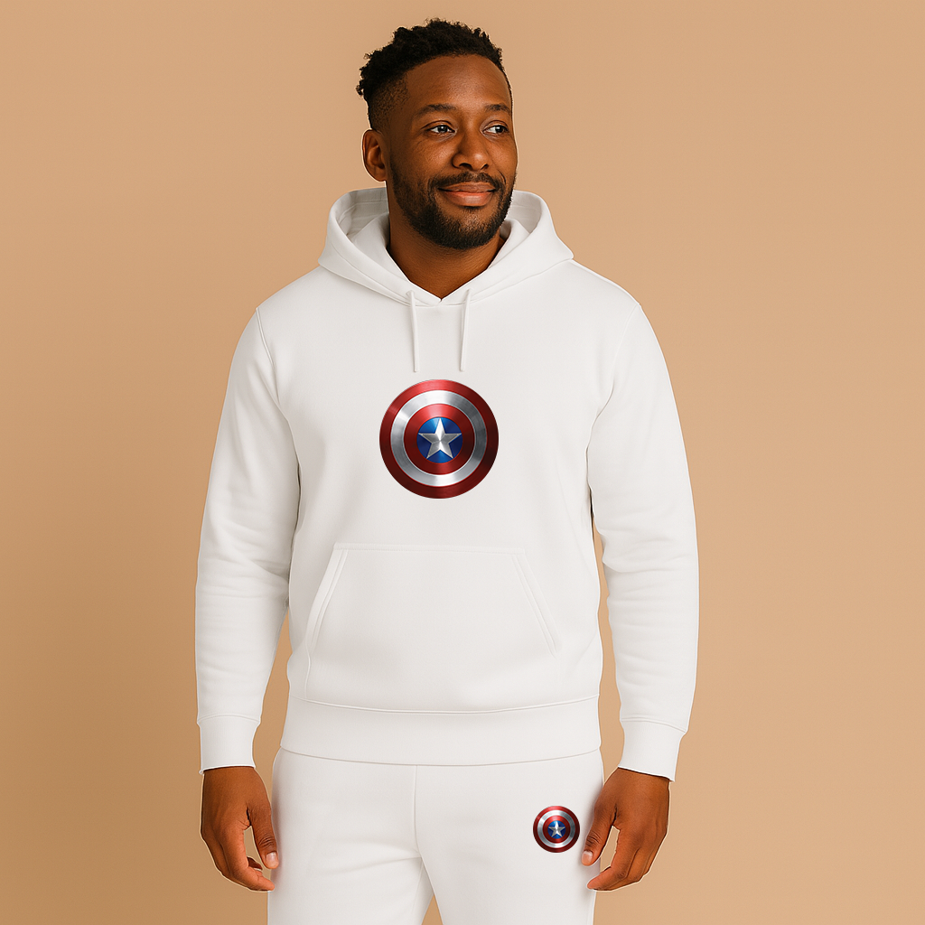 Men's Captain America Superhero Logo Hoodie Joggers Set
