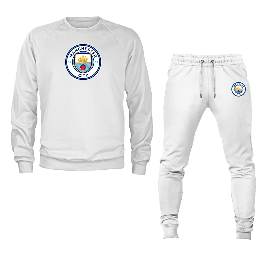 Men's Manchester City  Soccer Logo Crewneck Sweatshirt Joggers Suit