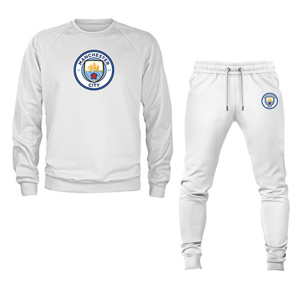 Men's Manchester City  Soccer Logo Crewneck Sweatshirt Joggers Suit