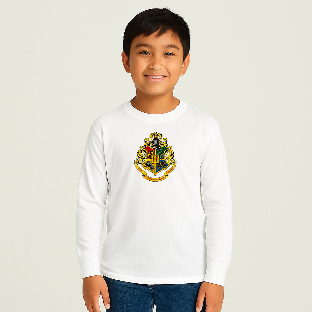 Youth Kids Hogwarts Emblem Harry Potter Movie Long Sleeve T-Shirt