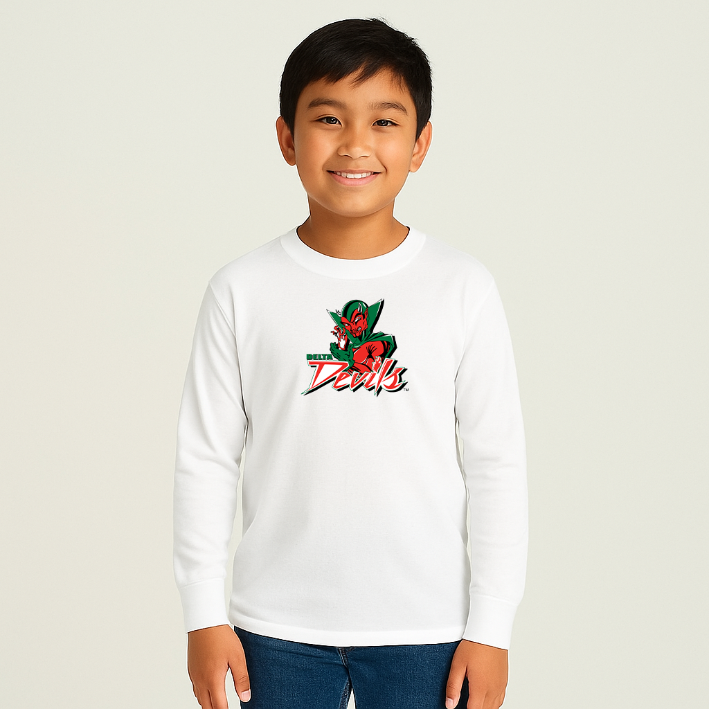 Youth MVSU Delta Devils Logo Cotton Long Sleeve T-Shirt