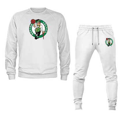 Men's Boston Celtics Logo Crewneck Sweatshirt Joggers Suit