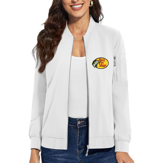 Women's Bass Pro Shops Logo  Premium Bomber Jacket with Polished Detailing and Functional Sleeve Pocket Modern Luxury Outerwear
