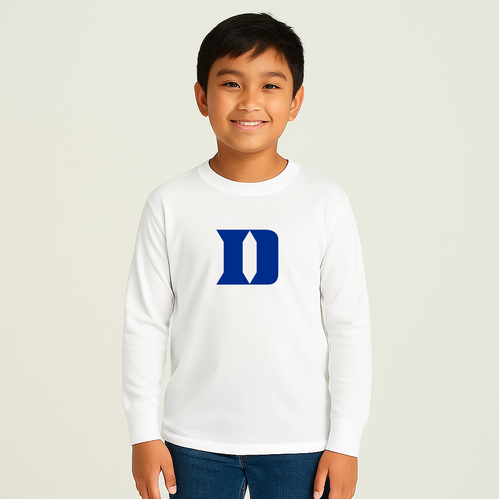 Youth Duke Blue Devils Logo Cotton Long Sleeve T-Shirt