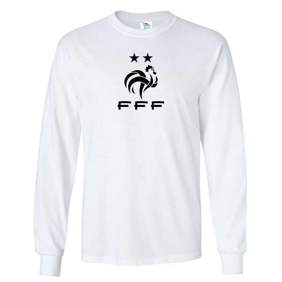 Youth Kids France Soccer Long Sleeve T-Shirt