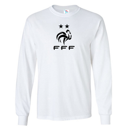 Youth Kids France Soccer Long Sleeve T-Shirt