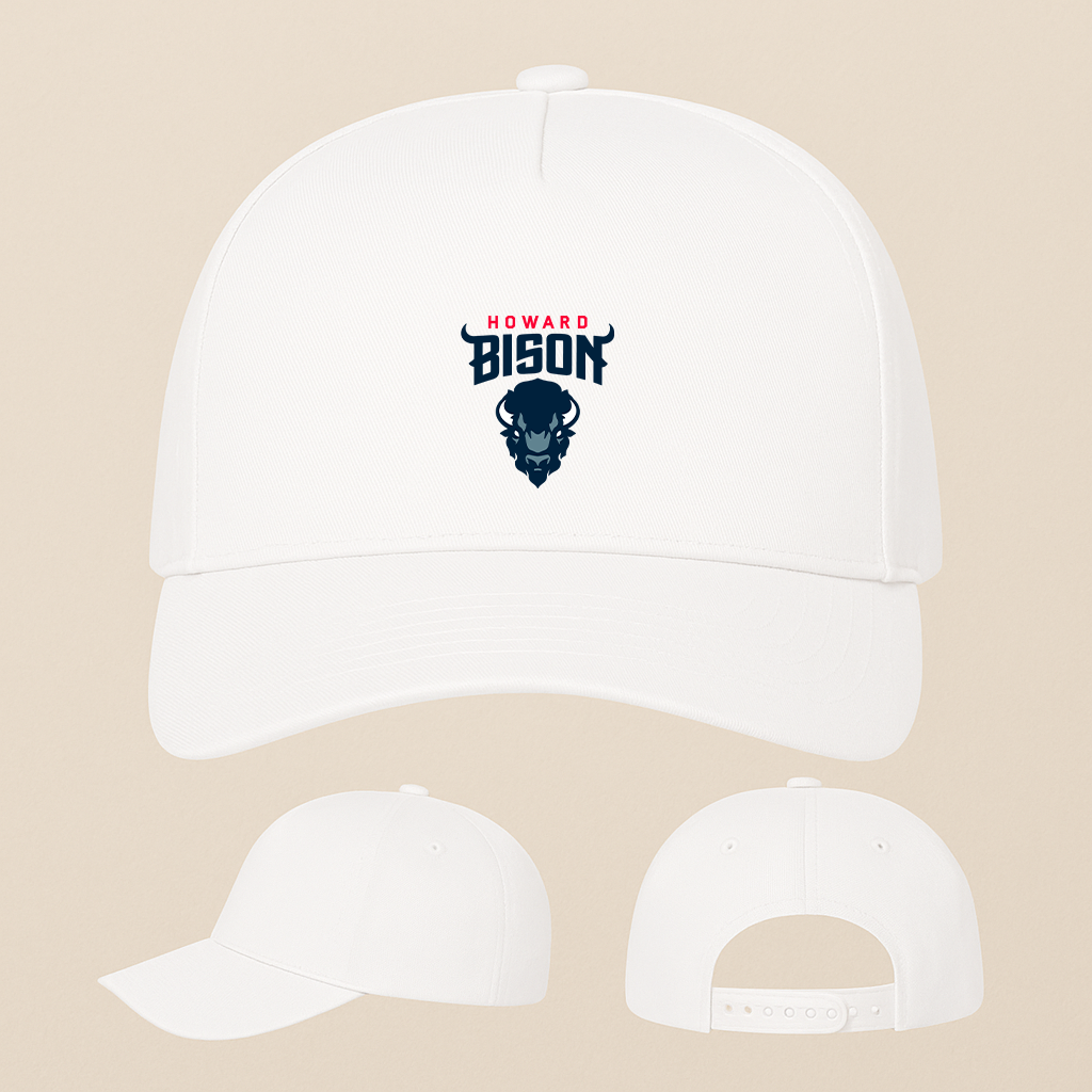 Howard Bison Logo Five Panel Twill Snapback Cap