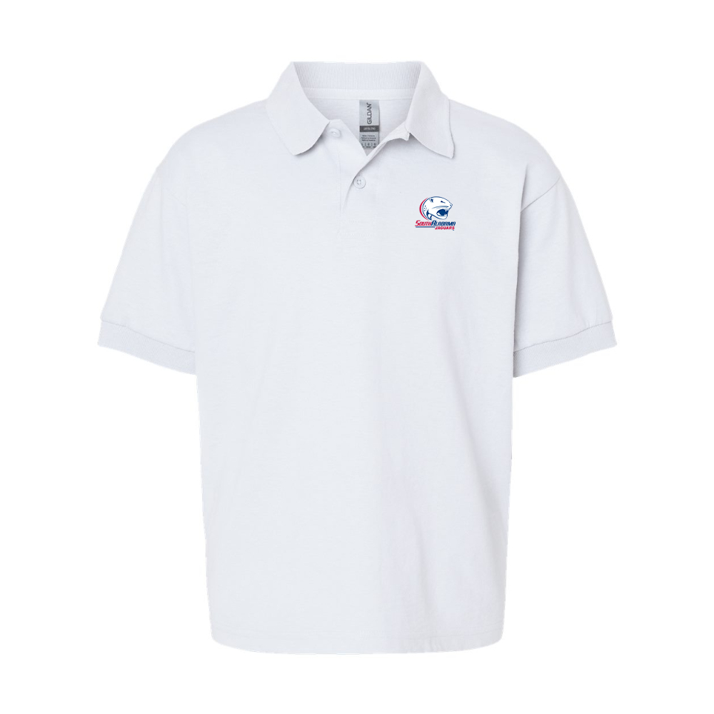 Youth South Alabama Jaguars Logo Gildan Dry Blend Jersey Polo