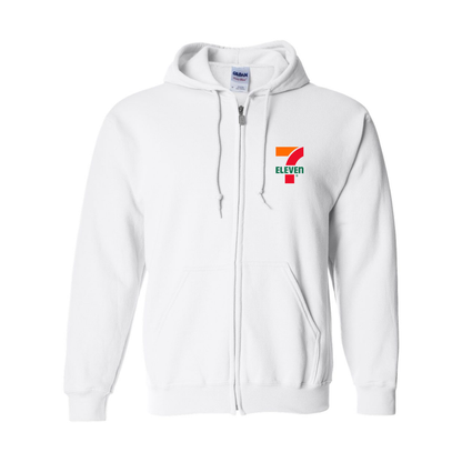 Men's 7 Eleven Logo Gildan  Heavy Blend Full Zip Hooded Sweatshirt