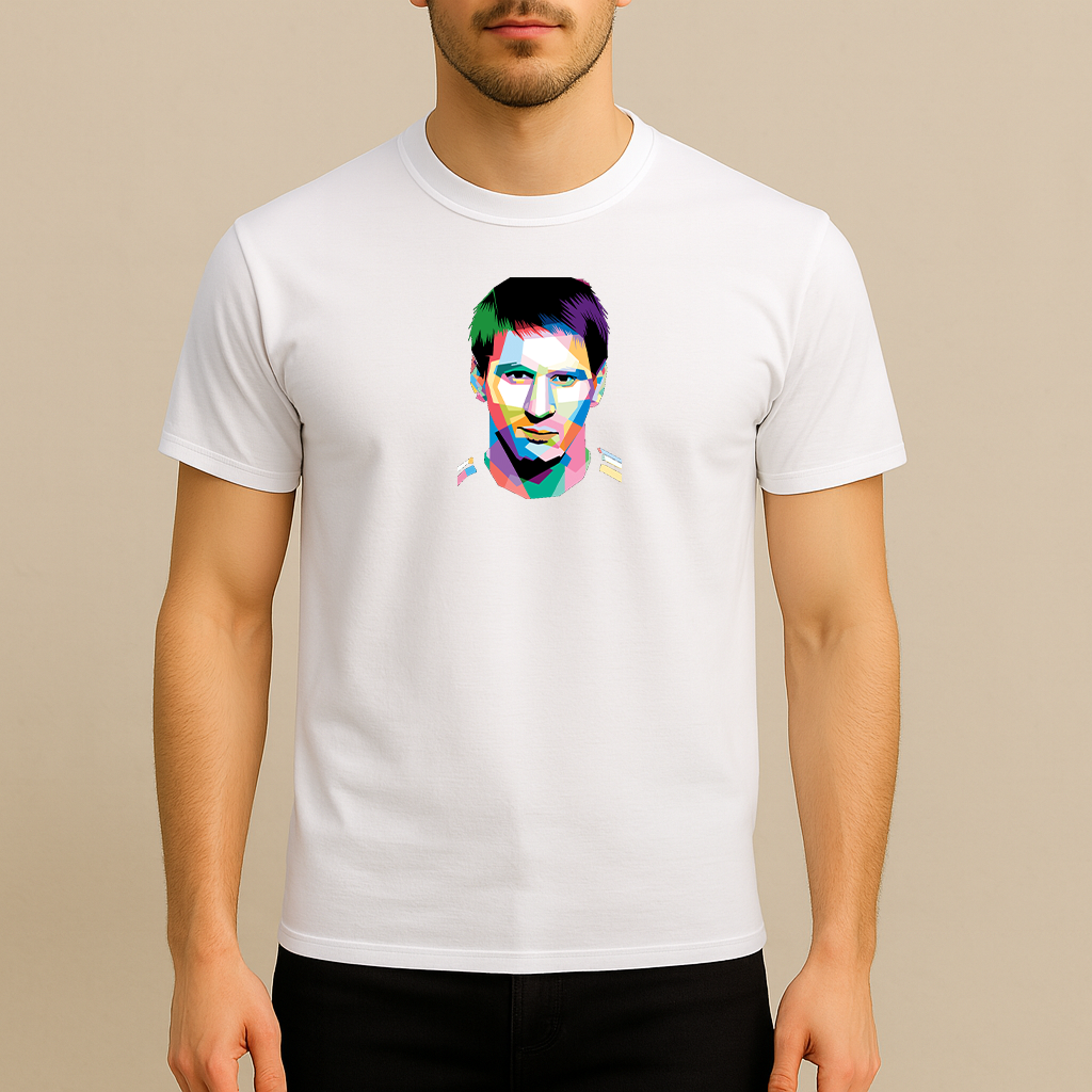 Men's Lionel Messi Face Art Sports Cotton T-Shirt