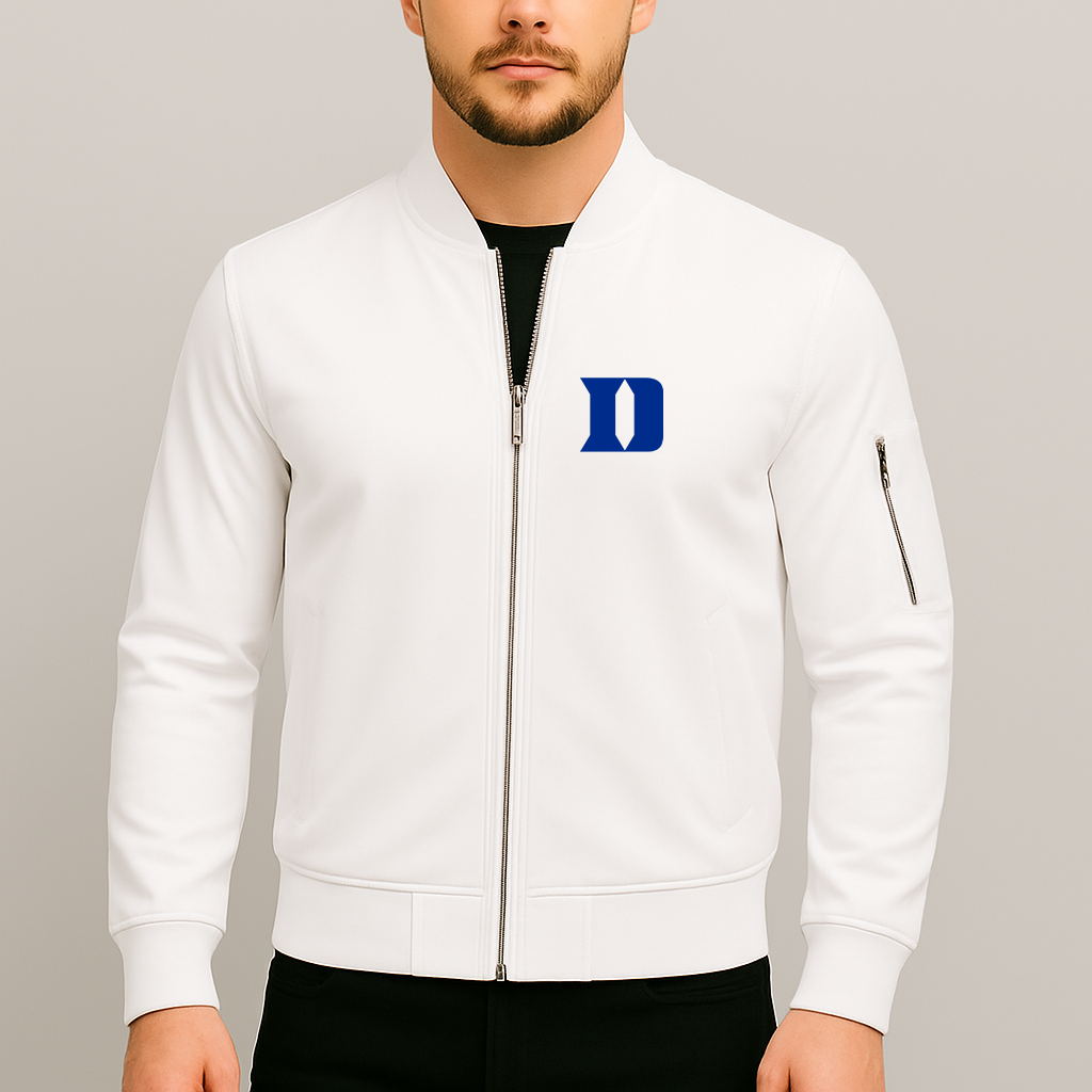 Men's Duke Blue Devils Logo Lightweight Bomber Jacket Windbreaker Softshell Varsity Jacket Coat