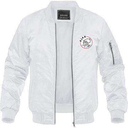 Men's Amsterdamsche FC Ajax Lightweight Bomber Jacket Windbreaker Softshell Varsity Jacket Coat