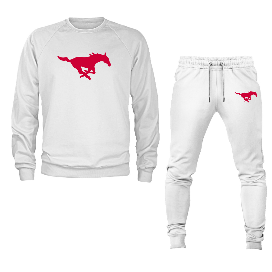 Men's  SMU Mustangs Logo Crewneck Sweatshirt Joggers Suit