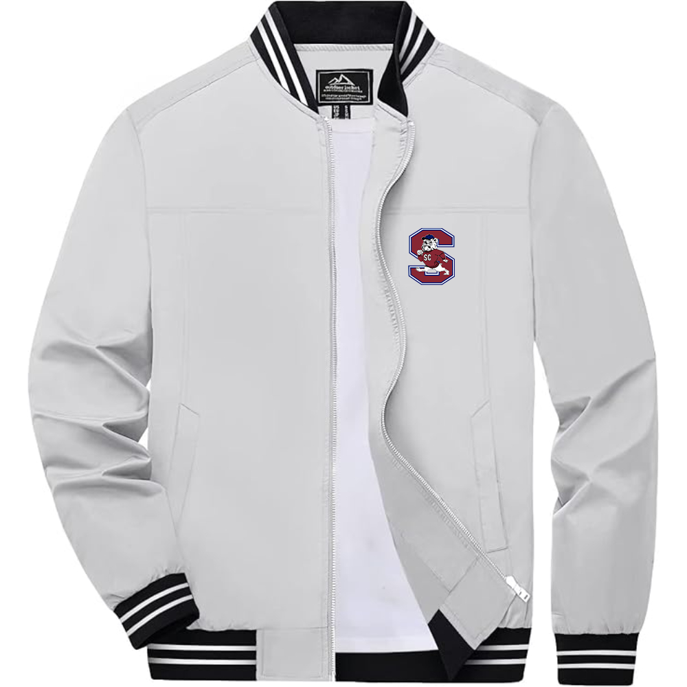 Men's South Carolina State Bulldogs Logo Lightweight Zip-Up Ribbed Collar and Cuffs Bomber Jacket