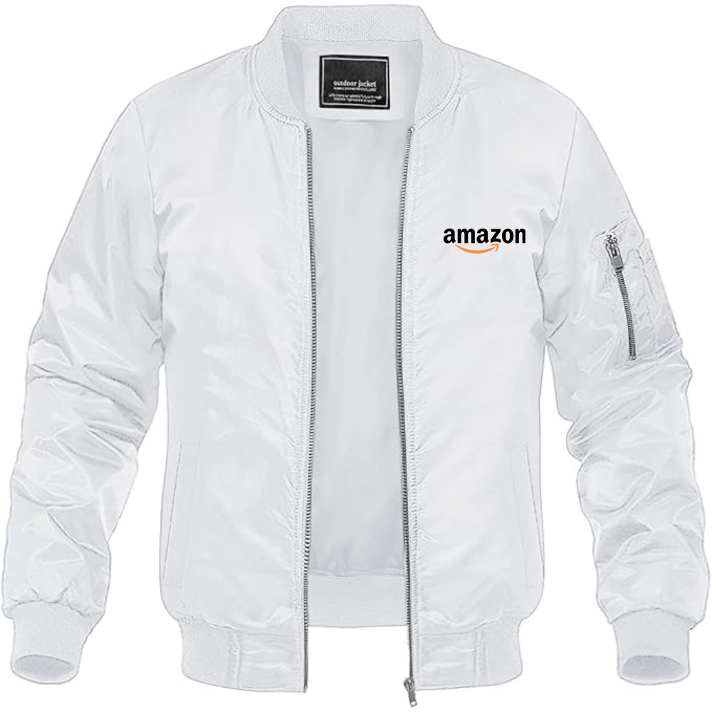 Men's Amazon Logo Lightweight Bomber Jacket Windbreaker Softshell Varsity Jacket Coat