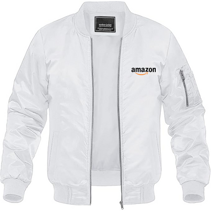 Men's Amazon Logo Lightweight Bomber Jacket Windbreaker Softshell Varsity Jacket Coat