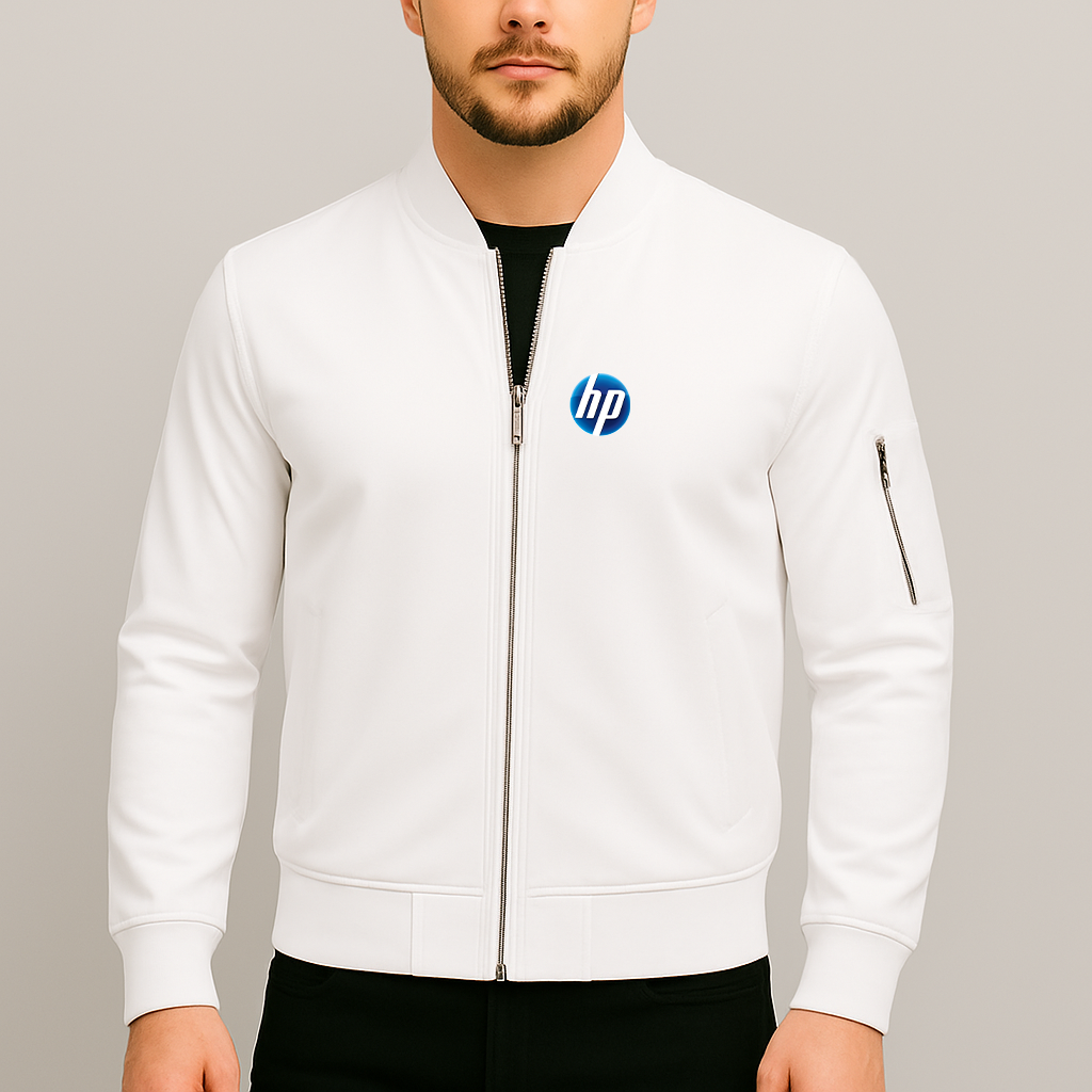 Men's HP Logo Lightweight Bomber Jacket Windbreaker Softshell Varsity Jacket Coat
