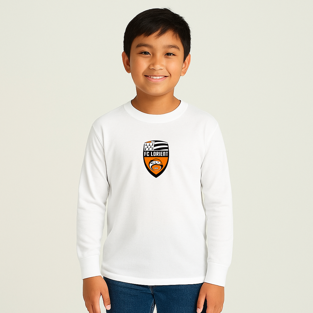 Youth FC Lorient Soccer Logo Cotton Long Sleeve T-Shirt
