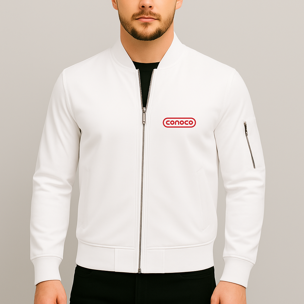 Men's Conoco Gas Station Lightweight Bomber Jacket Windbreaker Softshell Varsity Jacket Coat