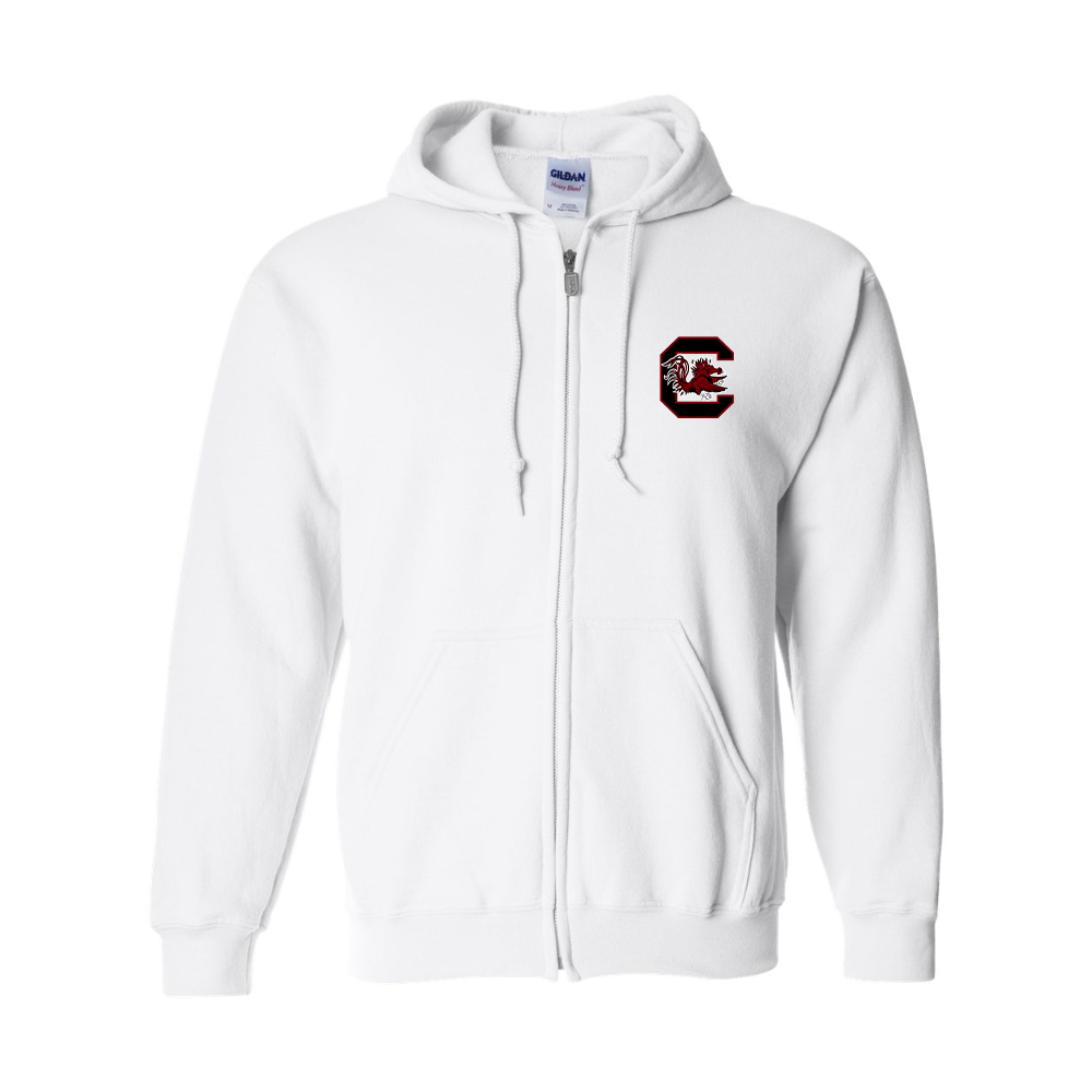 Men's South Carolina Gamecocks Logo Gildan  Heavy Blend Full Zip Hooded Sweatshirt