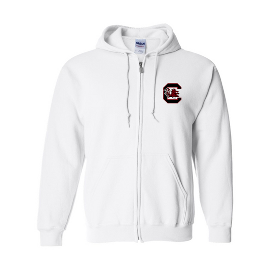 Men's South Carolina Gamecocks Logo Gildan  Heavy Blend Full Zip Hooded Sweatshirt