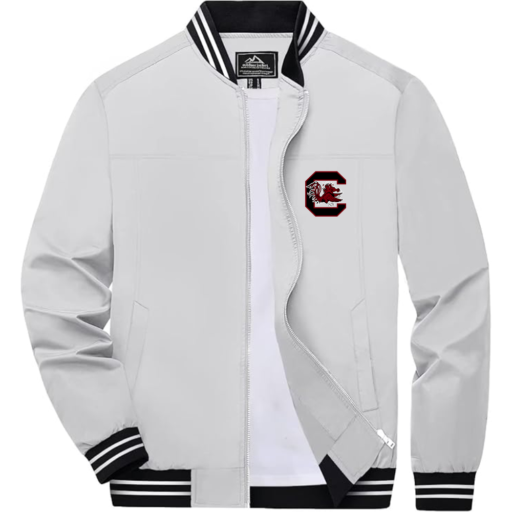 Men's South Carolina Gamecocks Logo Lightweight Zip-Up Ribbed Collar and Cuffs Bomber Jacket