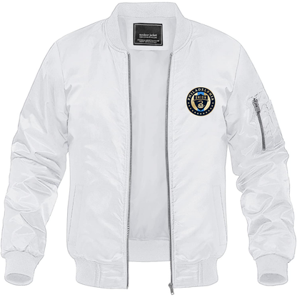 Men's Philadelphia Union FC Lightweight Bomber Jacket Windbreaker Softshell Varsity Jacket Coat