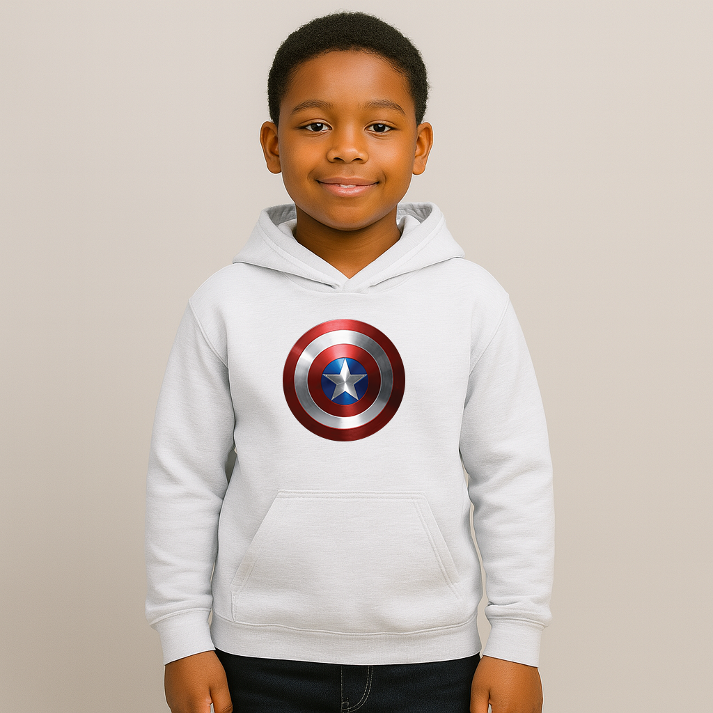 Youth Kids Captain America Superhero Pullover Hoodie