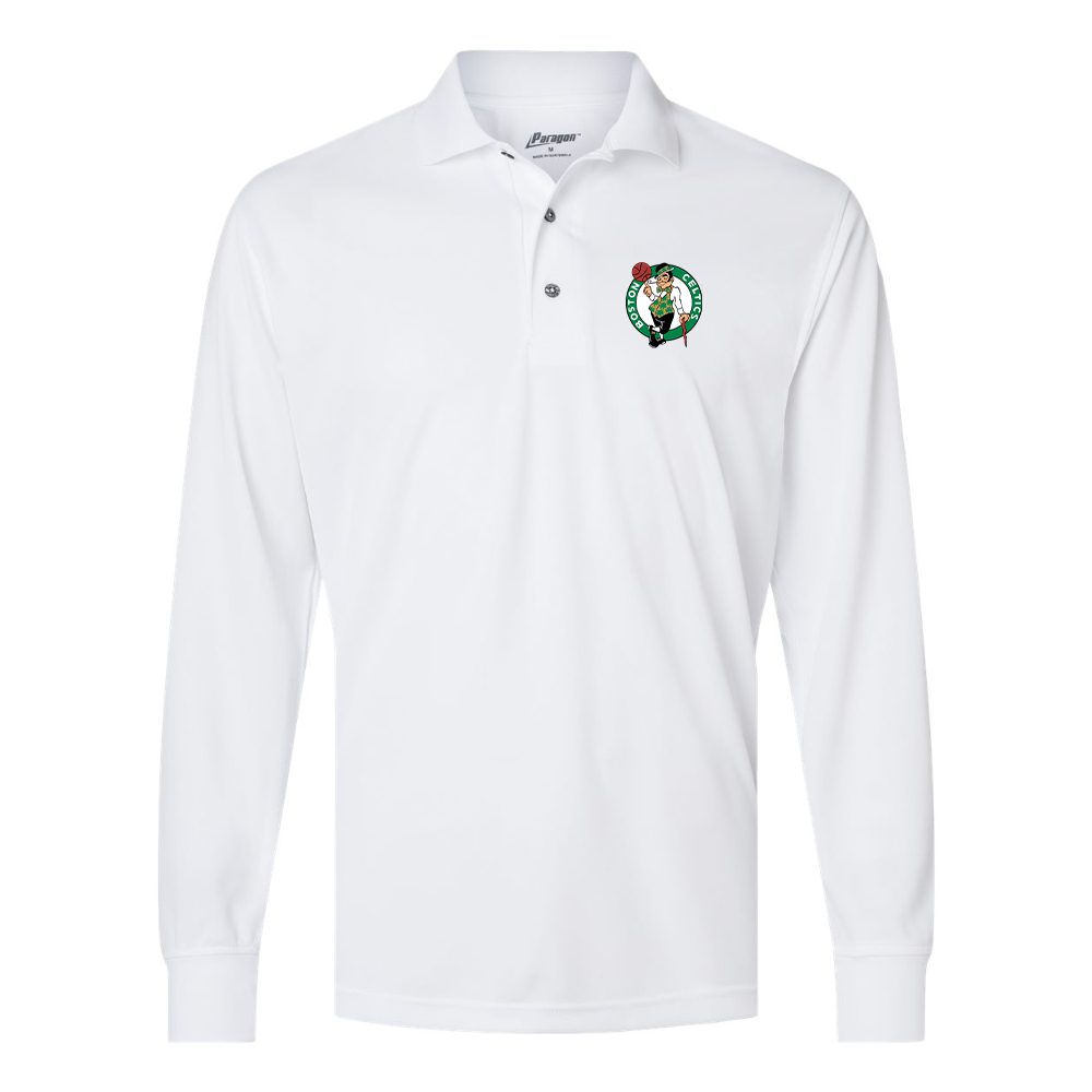 Men's Boston Celtics Logo Paragon Prescott Long Sleeve Polo