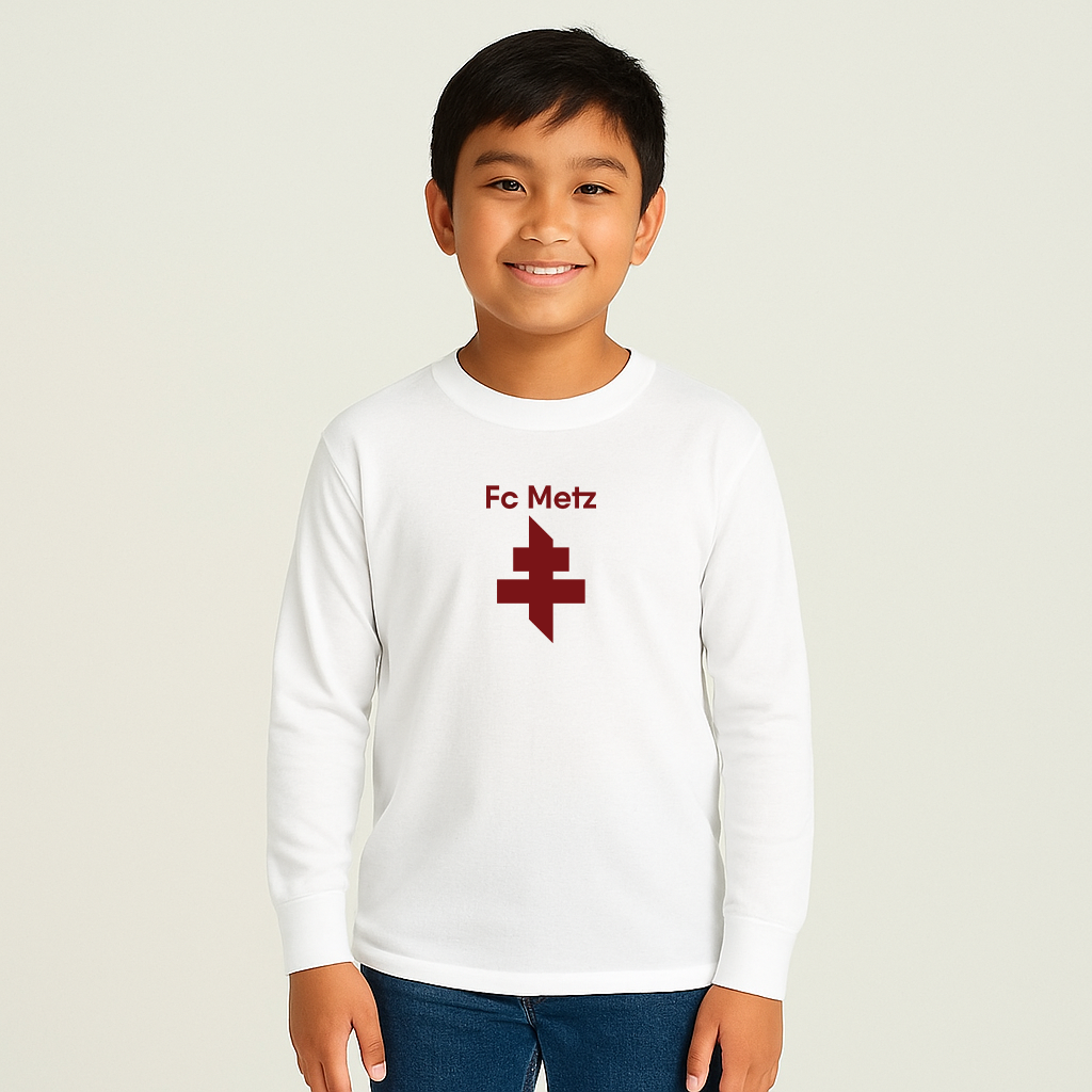 Youth FC Metz Soccer Logo Cotton Long Sleeve T-Shirt